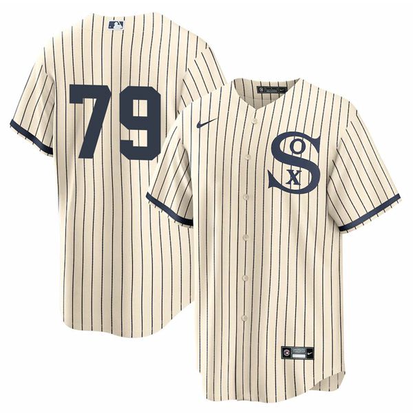 Men Chicago White Sox 79 No Name Cream stripe Dream version Game Nike 2021 MLB Jersey